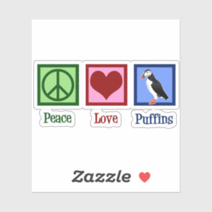 Sticker Puffins Peace Love