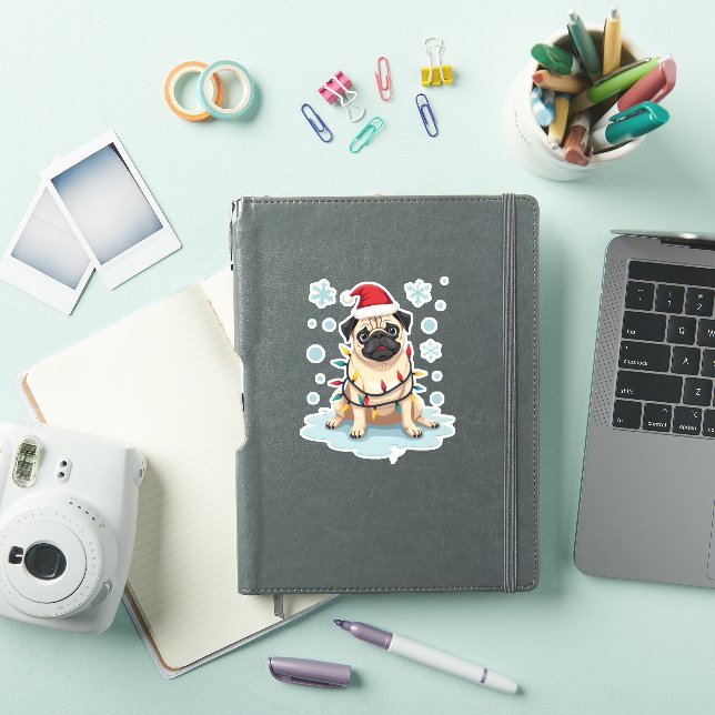 Sticker Pug Dog Christmas Men Women (Couverture iPad)