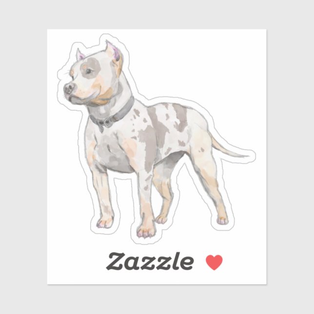 Sticker Puissant Pitbull Chien Aquarelle Sketch Art (Feuille)