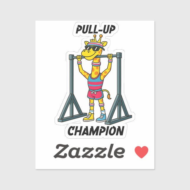 Sticker Pull-Up Champion – Funny Giraffe Workout Design (Feuille)
