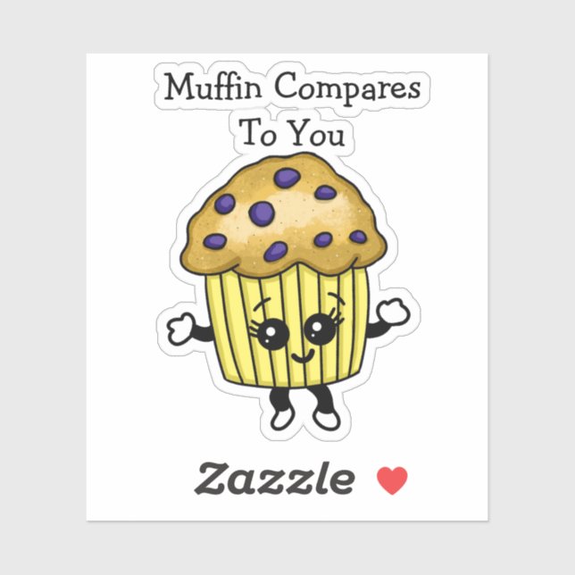 Sticker Pun de muffin aux myrtilles amusant, Muffin se com (Feuille)