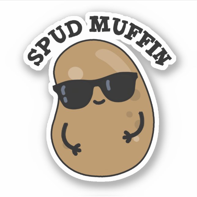 Sticker Pun de pomme de terre amusant pour Muffin Pud (Devant)
