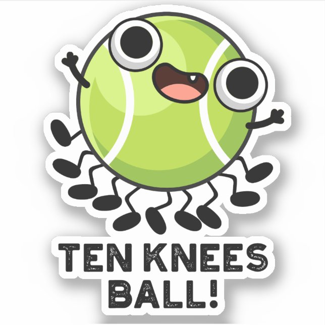 Sticker Pun De Tennis Drôle À Dix Knees Ball (Devant)