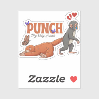 Sticker Punch‑kun & Plush Monkey – Kawaii pour les enfant
