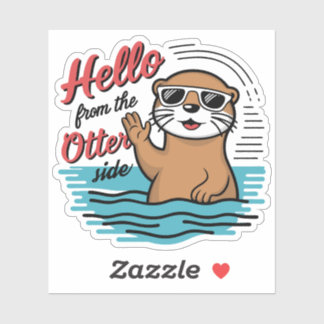 Sticker Puns Mignons de Loutre Bonjour de l'autre côté de 