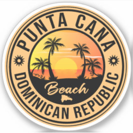 Sticker Punta Cana Dominican Palm Tree Beach Vintage