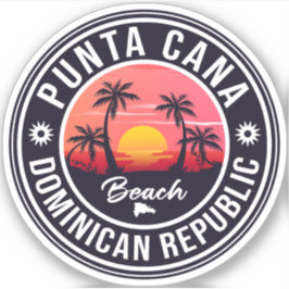 Sticker Punta Cana Dominican Palm Tree Beach Vintage