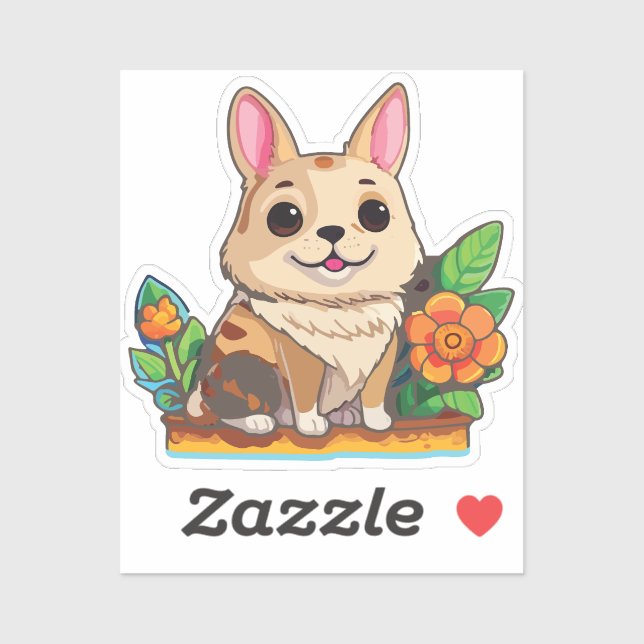 Sticker puppy in the garden (Feuille)