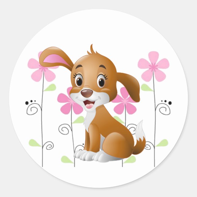 Sticker-Puppy Runder Aufkleber (Vorderseite)