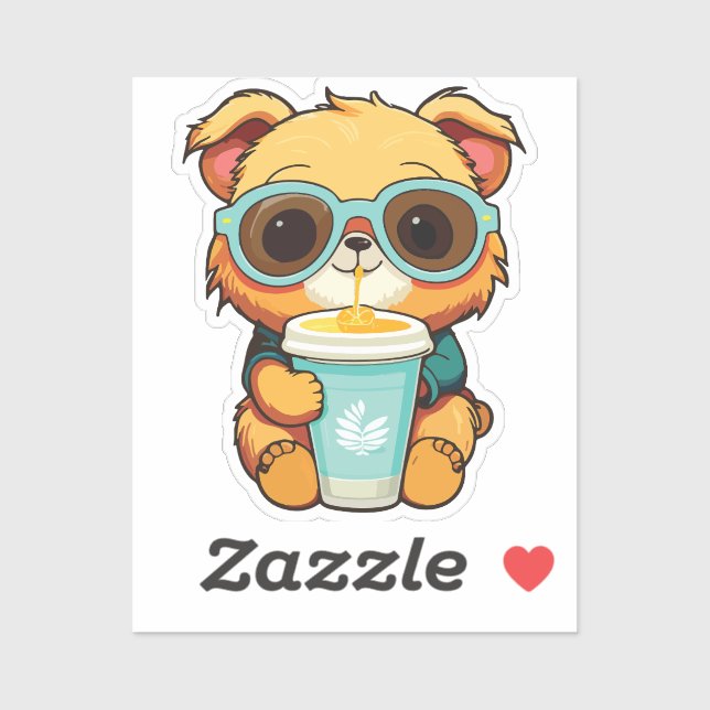 Sticker puppy with soda (Feuille)