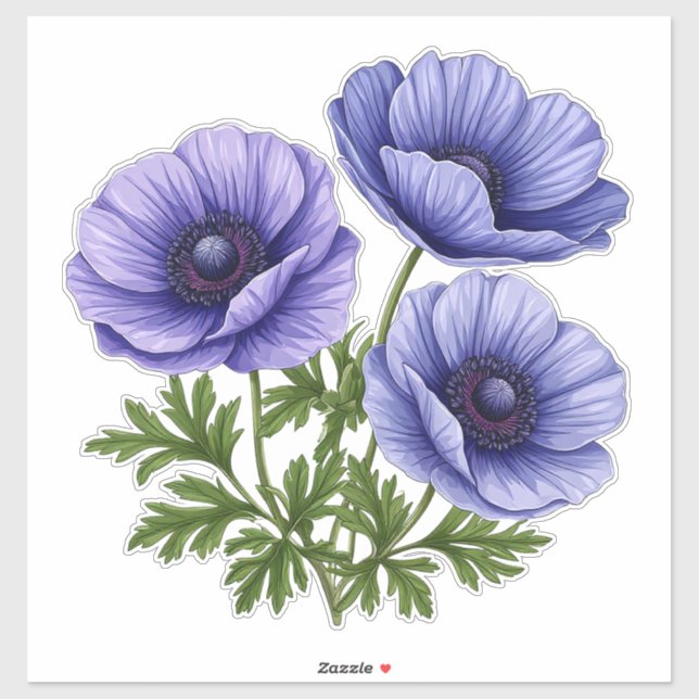 Sticker Purple Anemone Bouquet (Feuille)