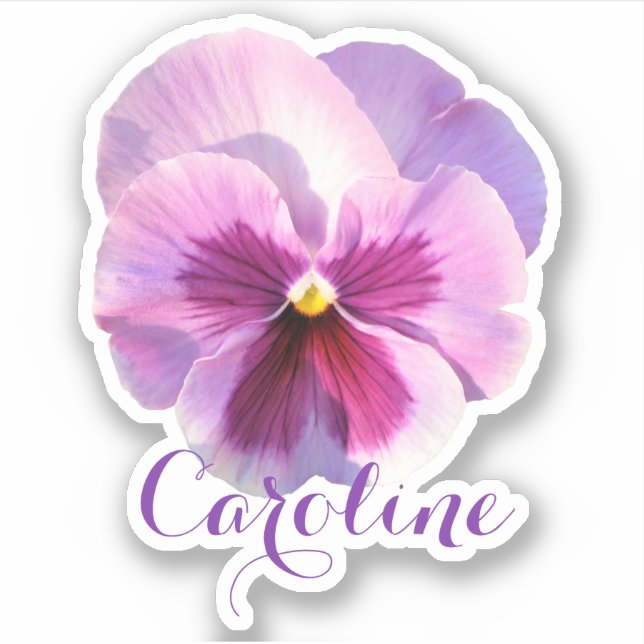 Sticker Purple Pansy Prénom Countour (Devant)