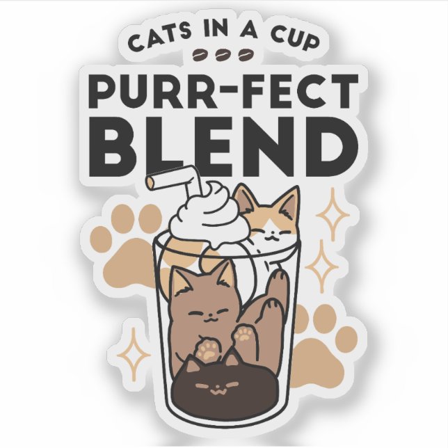 Sticker Purr-fect Blend : Cat and Coffee Art for Pet Lover (Devant)