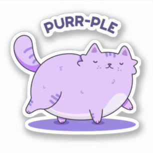 Sticker Purr-ple Funny Fat Kitty Chat Pun