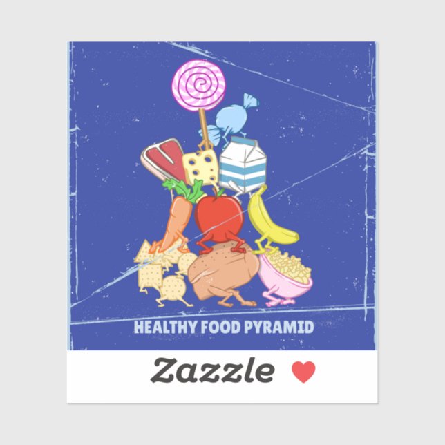 Sticker Pyramide alimentaire saine dessin humoristique (Feuille)