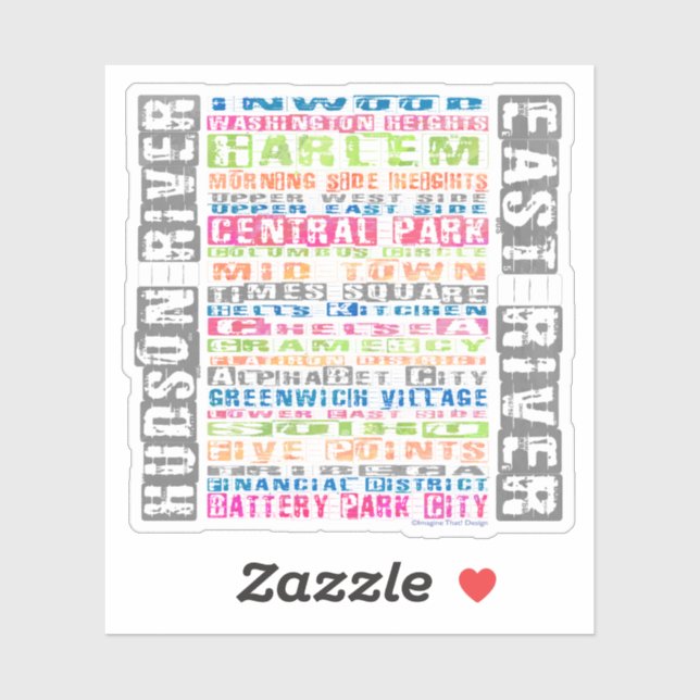 Sticker Quartiers de New York Rainbow (Feuille)