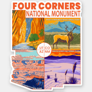 Sticker Quatre coins Monument national avec Parcs nationau