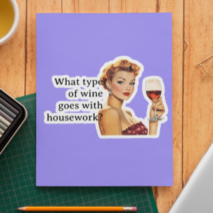 Sticker Quel type de vin Femme au foyer rétro drôle 