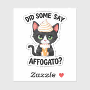 Sticker Quelqu'un a dit Affogato ? Retro Coffee Cat   affo
