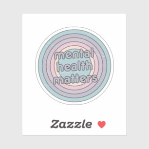 Sticker Questions de santé mentale   Cercle rétro Gris fra