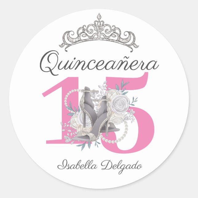 Sticker Quinceanera Tiara High Heels (Devant)