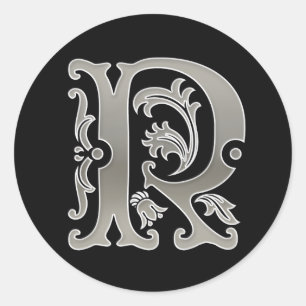 Sticker R rond initial en argent