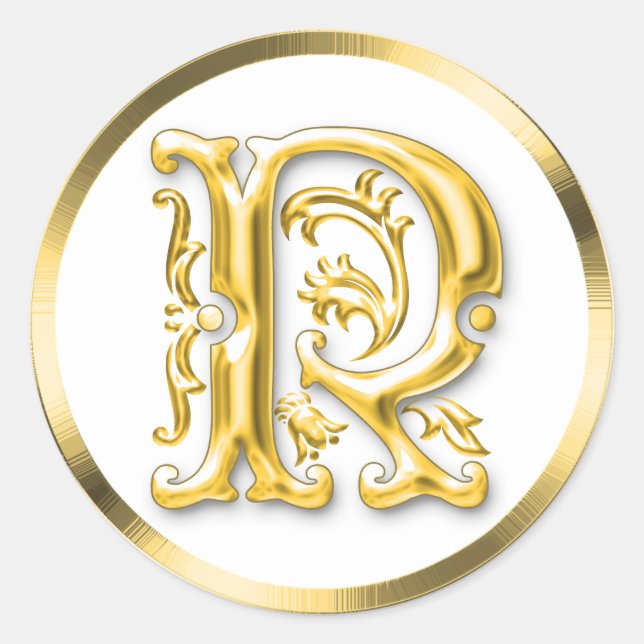 Sticker R rond initial en or (Devant)