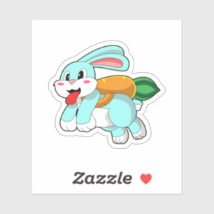 Sticker Rabbit avec carotte comme fusée
