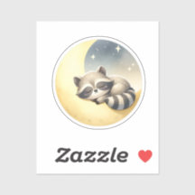 Raccoon sur la lune mignonne Bois Animaux Enfants