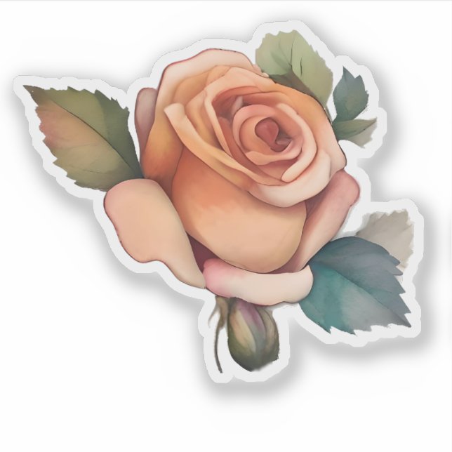 Sticker Radiant Peach Rose (Devant)