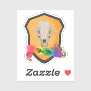 Sticker Rainbow Bite Me Badger Crâne