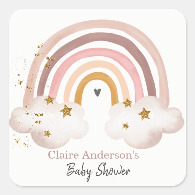 Sticker Rainbow Boho Pastel Baby shower Rainbow (Devant)