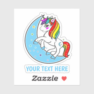 Sticker Rainbow Celestial Blue Moon & Stars Unicorn