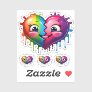 Sticker Rainbow Color Heart Emoticon 4