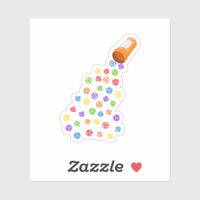 Sticker Rainbow Dice Set pilules tablette RPG (Feuille)