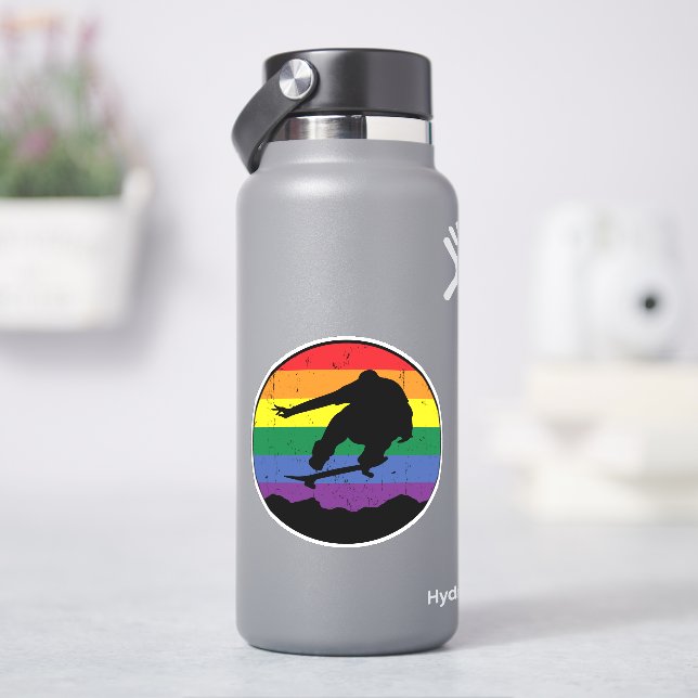 Sticker Rainbow Sunset Skateboard 4" Kiss Cut Vinyl (HydroFlask)