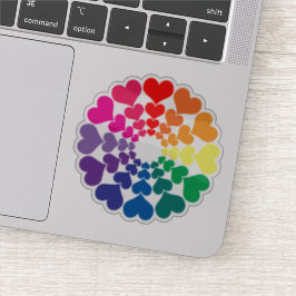Sticker Rainbow Valentine Hearts in a Circle