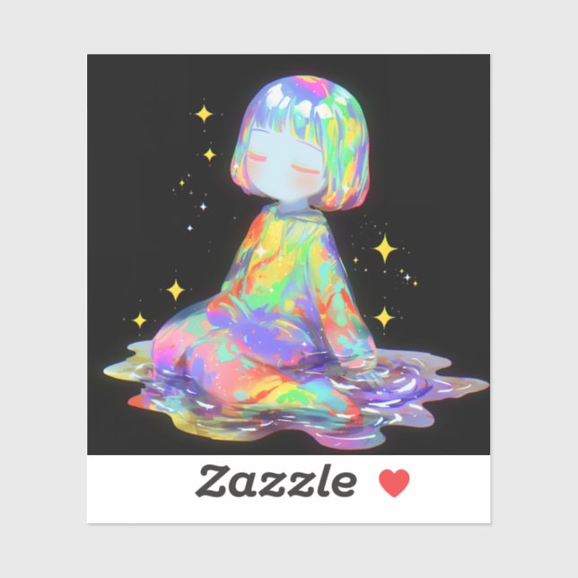 Sticker Rainbowcore Sleepy Chibi Drip Dream (Feuille)