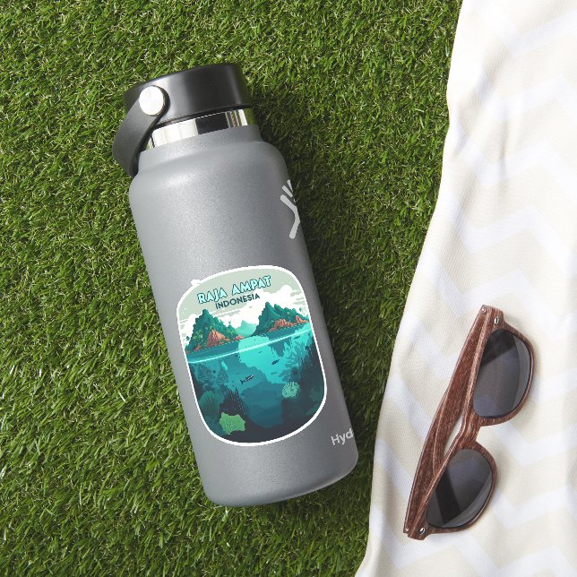 Sticker Raja Ampat Indonésie Sous-marin Scuba Retro (HydroFlask Insitu)