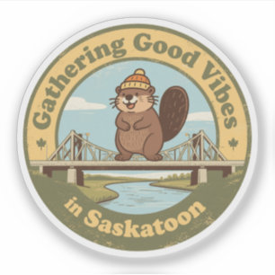 Sticker Ramassage de bonnes vibrations à Saskatoon Funny B
