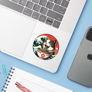 Sticker Ramen de chat Art japonais Style vintage