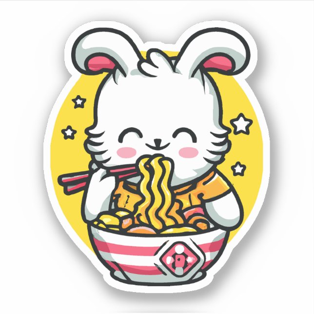 Sticker Ramen mangeant du lapin 01 (Devant)