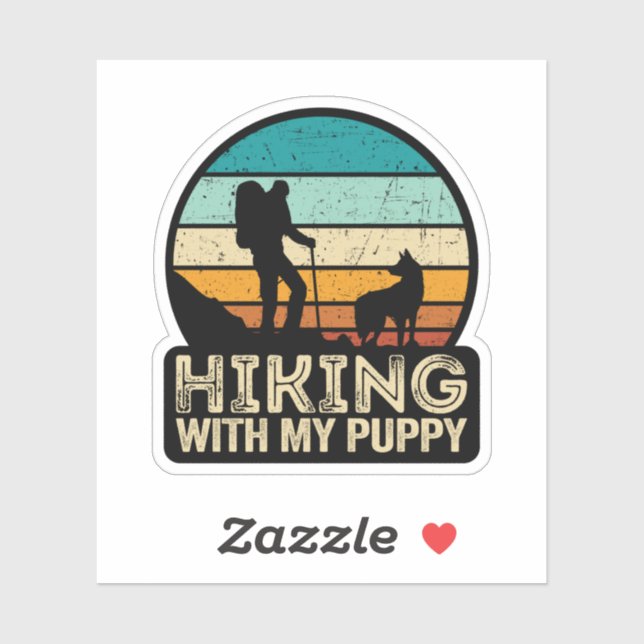 Sticker randonnée avec mon chiot (Feuille)