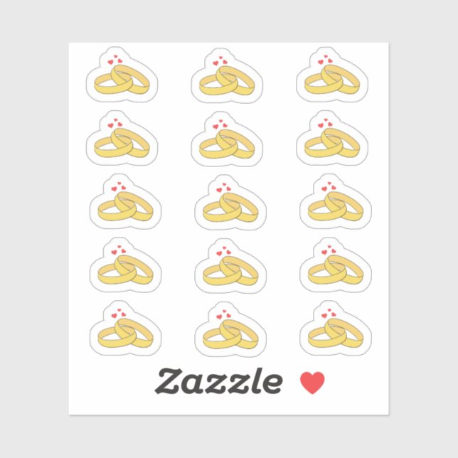 Sticker Rappel de date d'anniversaire de mariage Anneaux P (Feuille)