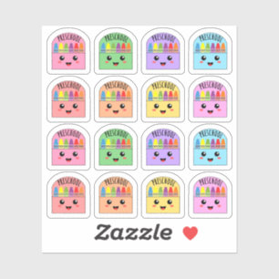 Sticker Rappel de la garderie préscolaire Kawaii Crayons 