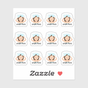 Sticker Rappel de routine de lavage des cheveux, fille mig