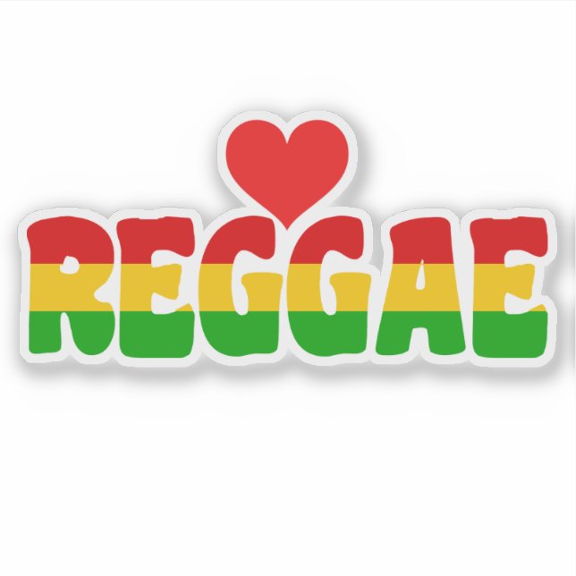 Sticker Rasta Drapeau Couleurs Aimer Reggae Texte (Devant)