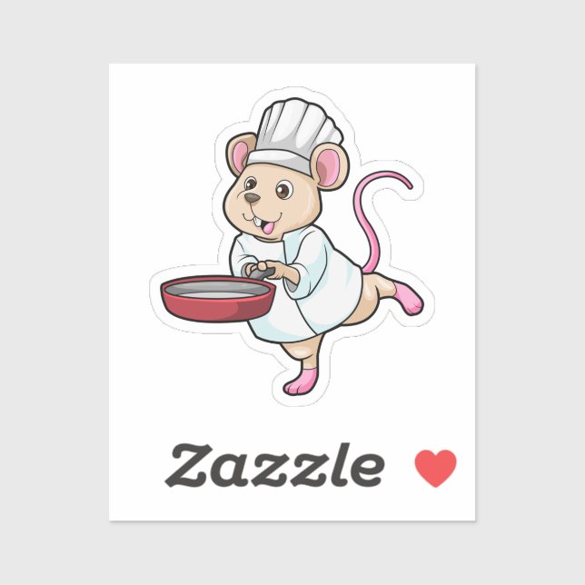 Sticker Rat comme Cuire avec Pan & Cuisine casquette (Feuille)
