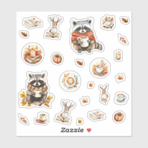 Sticker Raton laveur et café