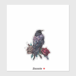 Sticker Raven and Roses Beautiful